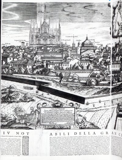 Sección de un mapa de Milán, 1640 de Giovanni Battista Bonacina
